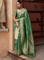 Banarasi Silk Green Traditional Wear Weaving  Saree